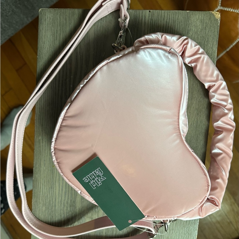 Pink Heart-Shaped Crossbody Bag with Ruched Detail